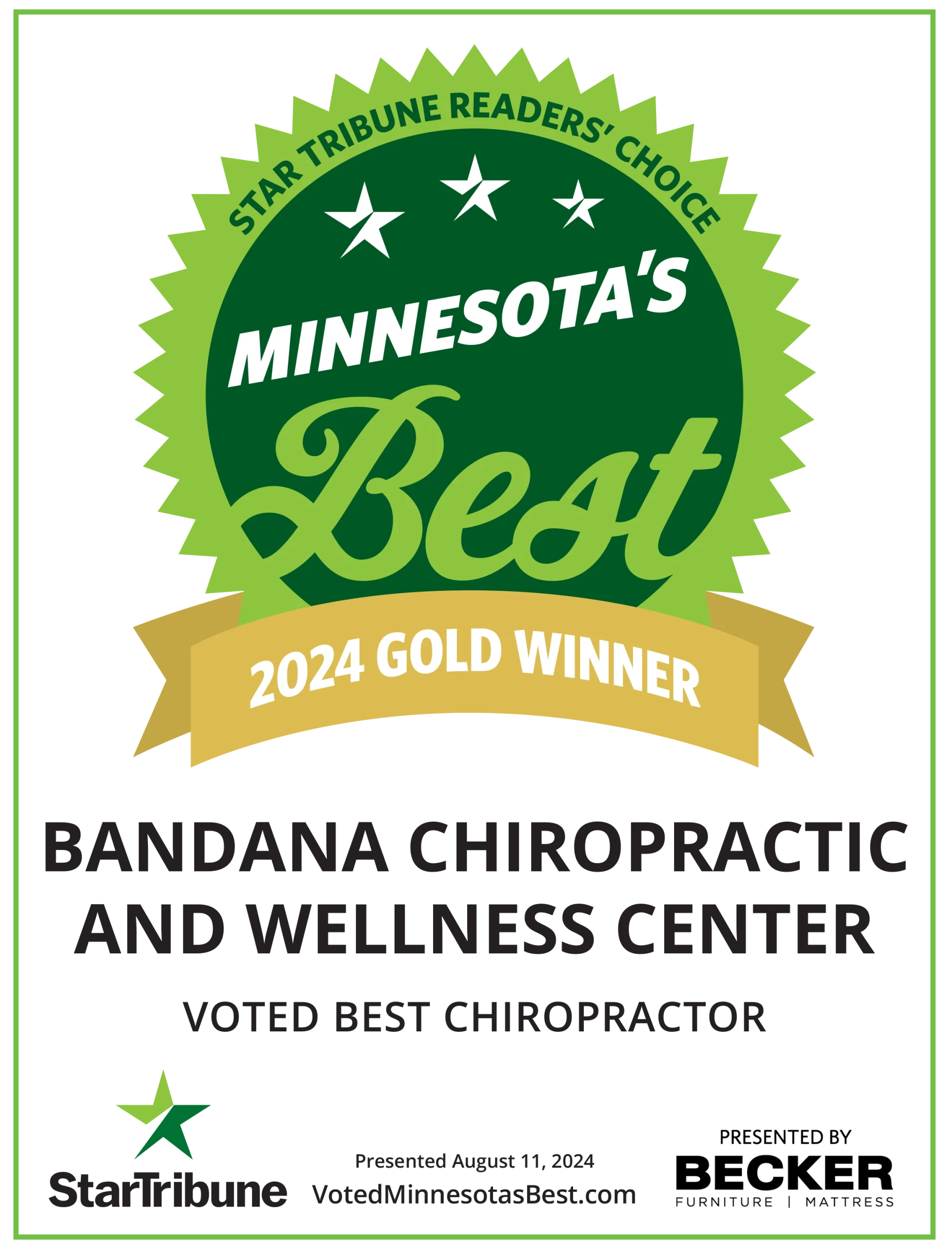 Chiropractic Roseville MN Minnesota's Best 2024 Gold Winner